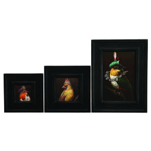 Trio toiles portraits oiseaux