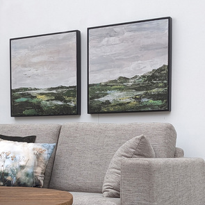 Duo tableaux à l'huile paysages 60x60 cm