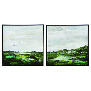 Duo tableaux à l'huile paysages 60x60 cm