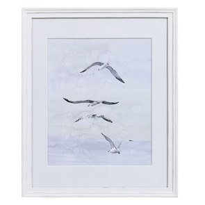 Tableau aquarelle envolée d'oiseaux 60x49 cm