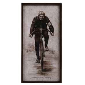 Gravure vintage cycliste 70x35 cm