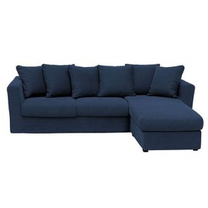 Canapé d'angle 5 places bleu en tissu - Boston