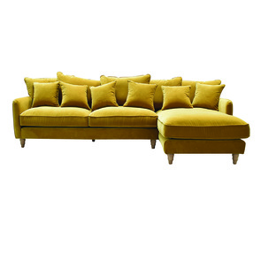 Canapé d'angle en velours jaune moutarde - Rivoli