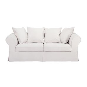 Canapé fixe 2 places en tissu blanc - Wilson - Visuel n°1