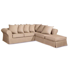 Canapé d'angle 5 places en tissu beige - Wilson II