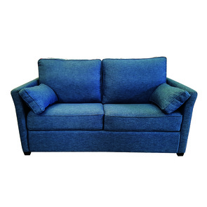 Canapé 2 places fixe en tissu bleu jean - Lewis