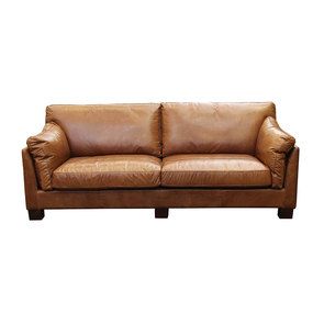 Canapé en cuir 3 places marron clair - Canberra