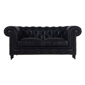 Canapé chesterfield en cuir 2 places riders black - Coventry - Visuel n°1