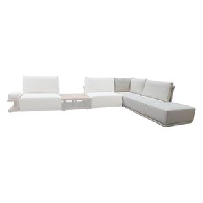Module lounge accoudoir droit pour canapé d'angle en tissu beige - Milano