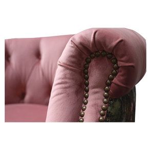 Fauteuil en tissu bicolore rose et fleuri - Victoria - Visuel n°10
