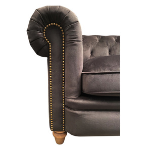 Canapé chesterfield 2 places en tissu marron - Galway