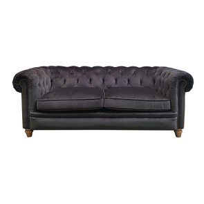 Canapé chesterfield 2 places en tissu marron - Galway