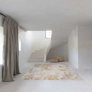 Grand tapis abstrait blanc et doré 200x300 - Atmosphere