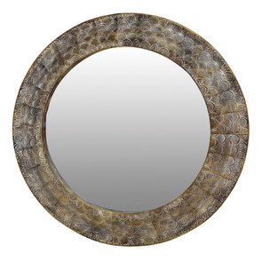 Miroir métal laitonné à motifs