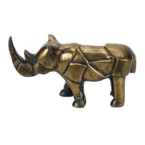 Statue rhinocéros en métal laitonné