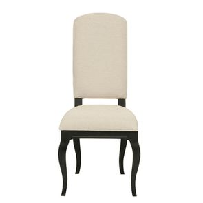 Chaise noire en hévéa massif et tissu - Manoir