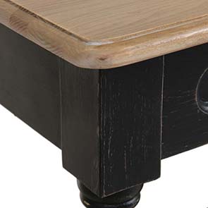 Table drapier 2 tiroirs en pin noir vieilli - Manoir