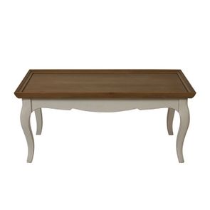 Table basse rectangulaire blanche en pin - Manoir