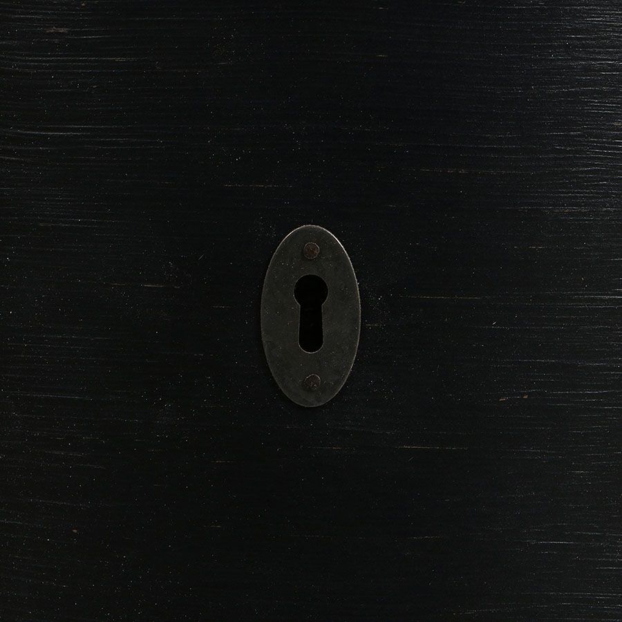 Commode arbalète noire 6 tiroirs en pin massif - Manoir