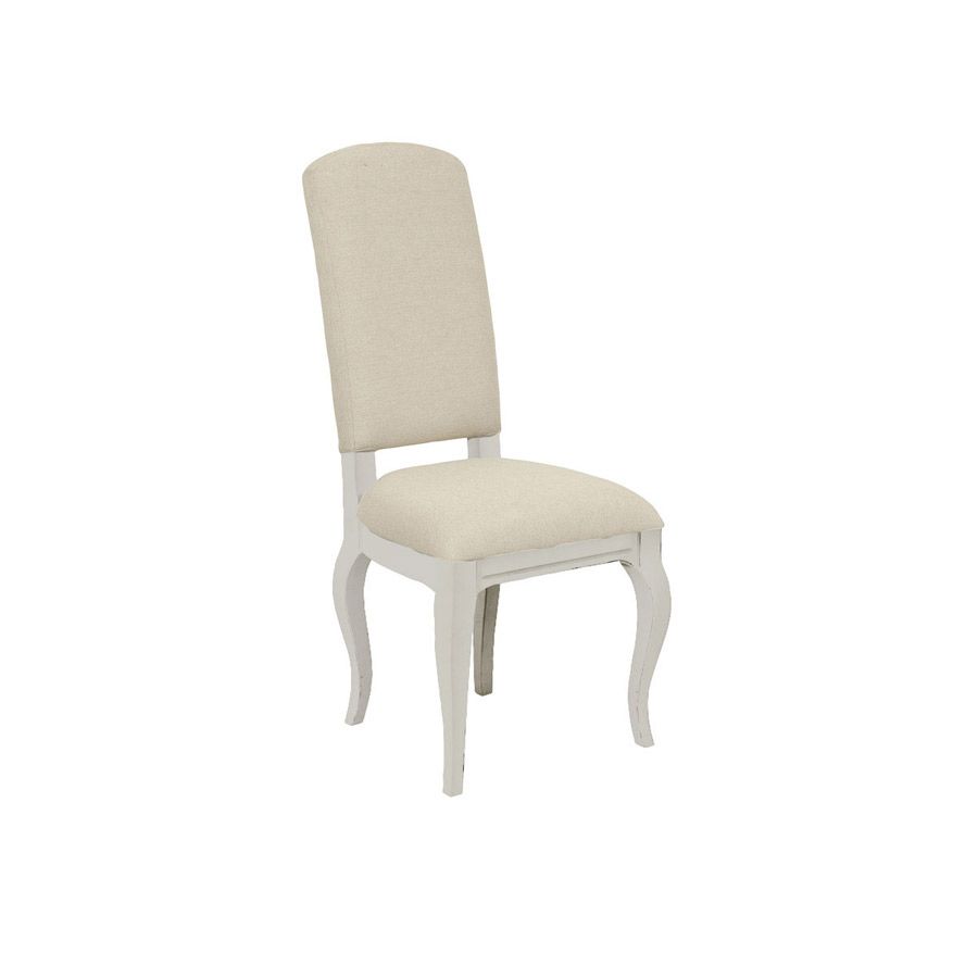 Chaise blanche en hévéa massif et tissu - Manoir
